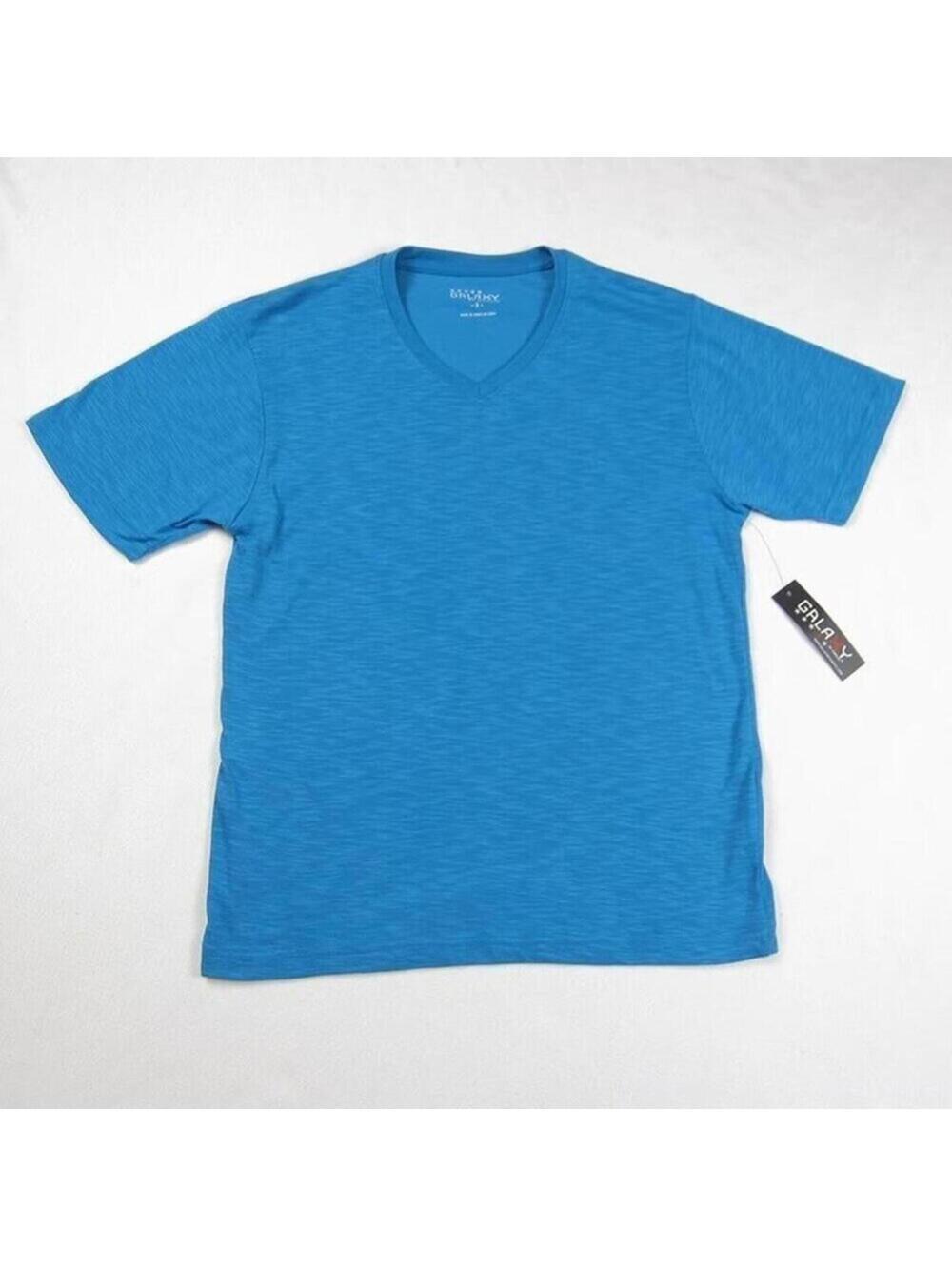 NWT Galaxy by Harvic Men's Small Blue V-Neck Space Dye Tee T-shirt Short Sleeve